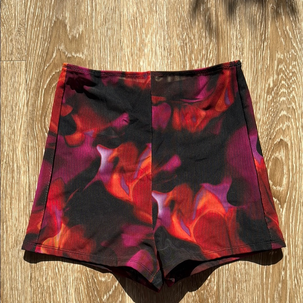 White Fox Boutique High Waist Red and Purple Shorts
